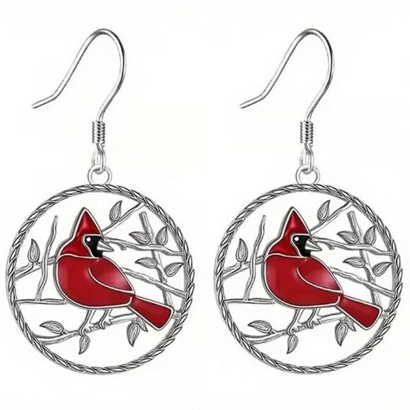 Independent Jewelry - Silver CARDINAL Dangle Earrings